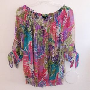 Lane Bryant Semi Sheer Open Shoulders/Sleeves Top